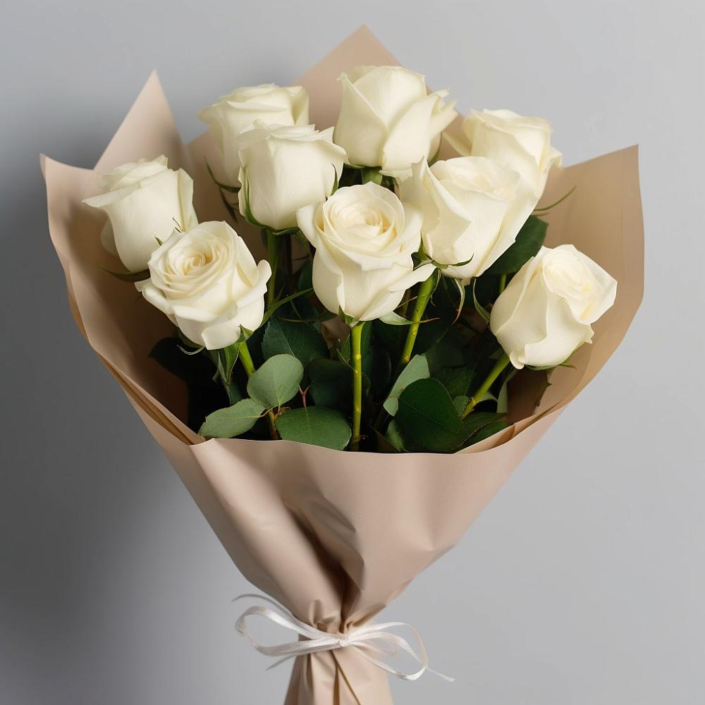 Букет 9 Белых роз Эдлесс Лав в Чите