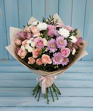 Букет цветов из:  Хризантемы, Розы и Альстромерии в Чите